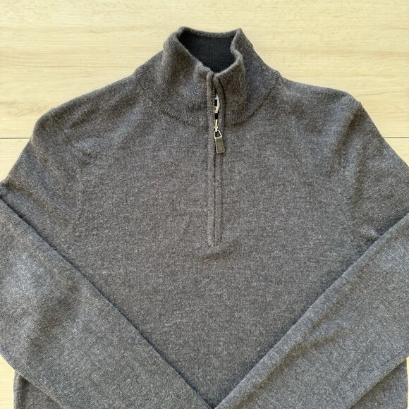 Joseph Abboud Men’s Merino Wool Sweater Size Small Gray Quarter Zip Long Sleeve - Picture 2 of 9